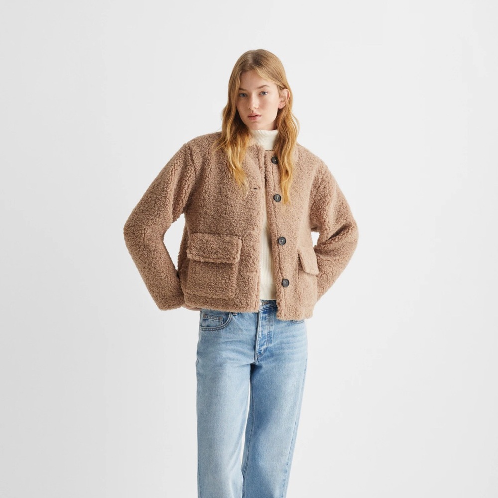 Mango Tan Teddy Jacket for Women